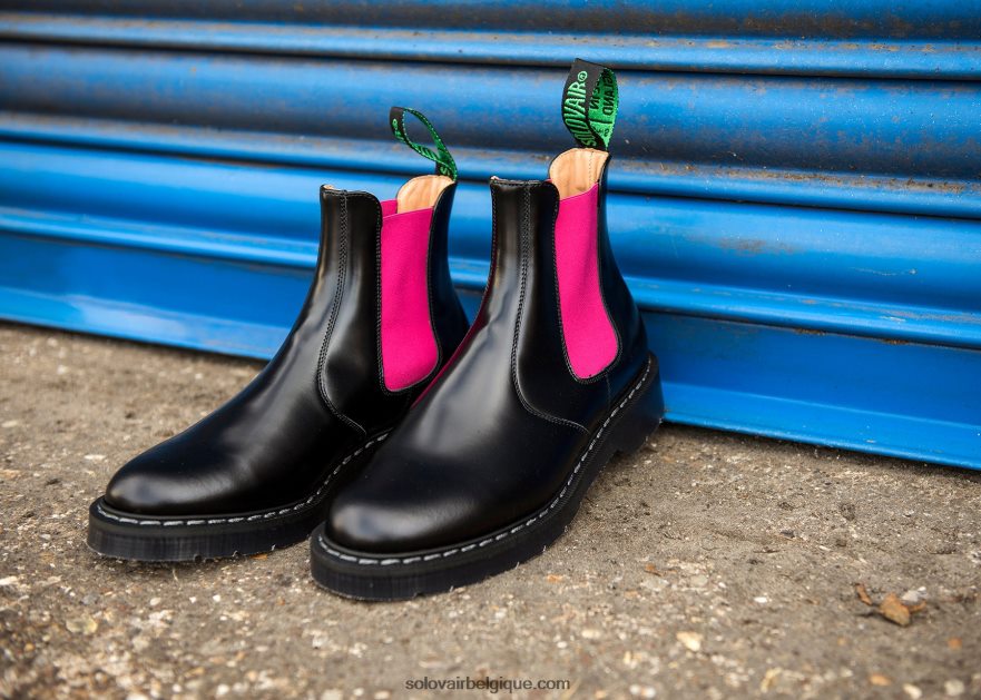 Femmes Solovair Botte Dealer Rose & Noire 48f40r267