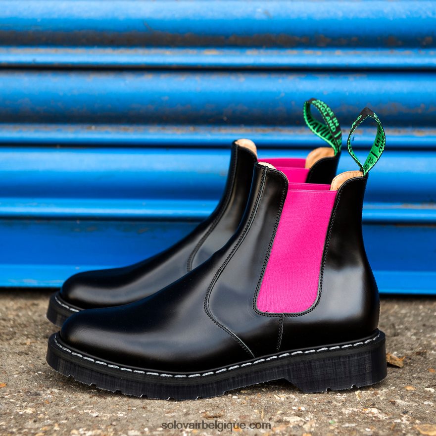 Femmes Solovair Botte Dealer Rose & Noire 48f40r267