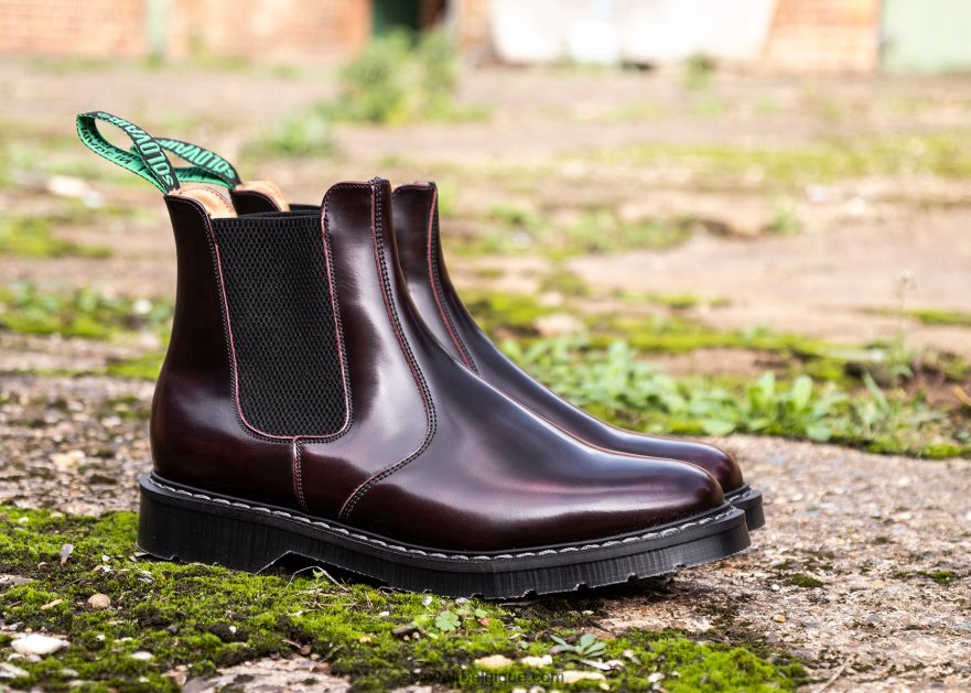 Femme Solovair Botte Marchand Bordeaux Rub-off 48f40r263