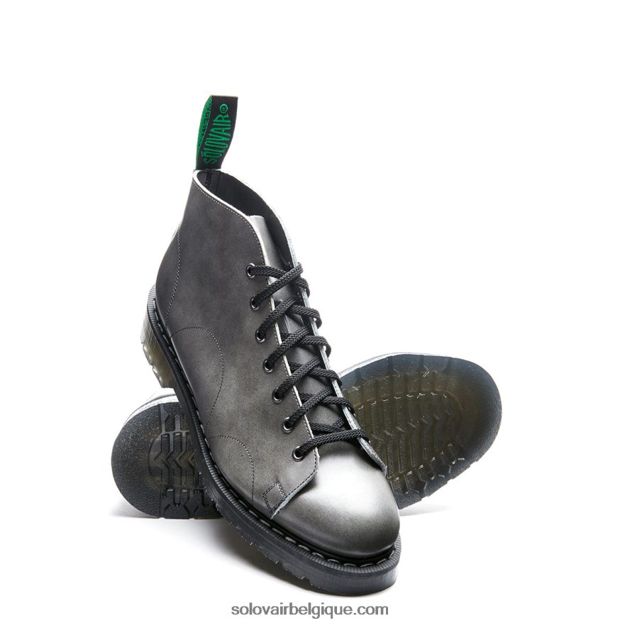 Femmes Solovair Botte De Singe à 7 Yeux Hi Shine Gris Lunaire 48f40r353