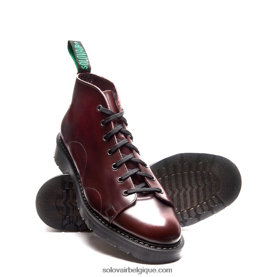 Femmes Solovair Botte De Singe Bordeaux Rub-off 48f40r343