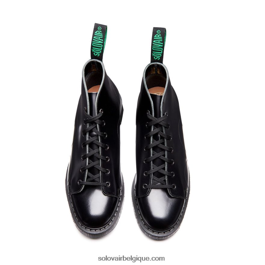 Femme Solovair Botte De Singe Noir Brillant 48f40r342