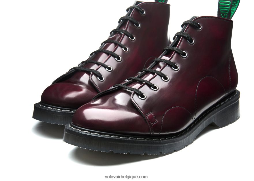 Femme Solovair Botte De Singe Vegan Haute Brillance Rub-off Rouge Cerise 48f40r350