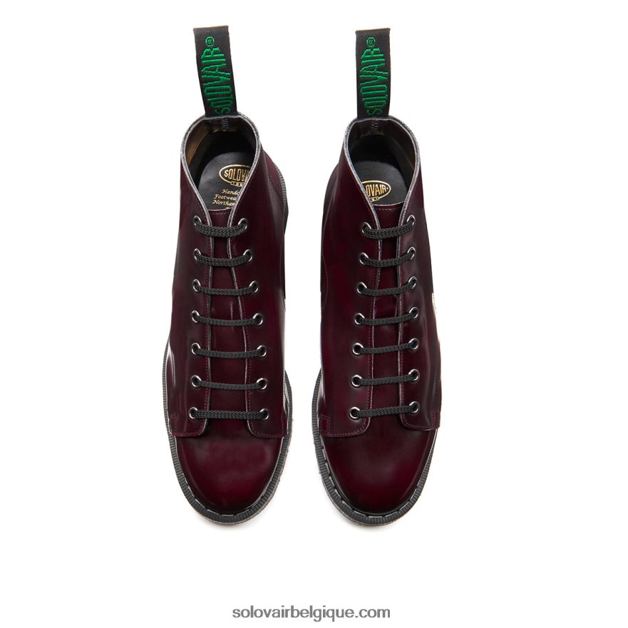 Femme Solovair Botte De Singe Vegan Haute Brillance Rub-off Rouge Cerise 48f40r350