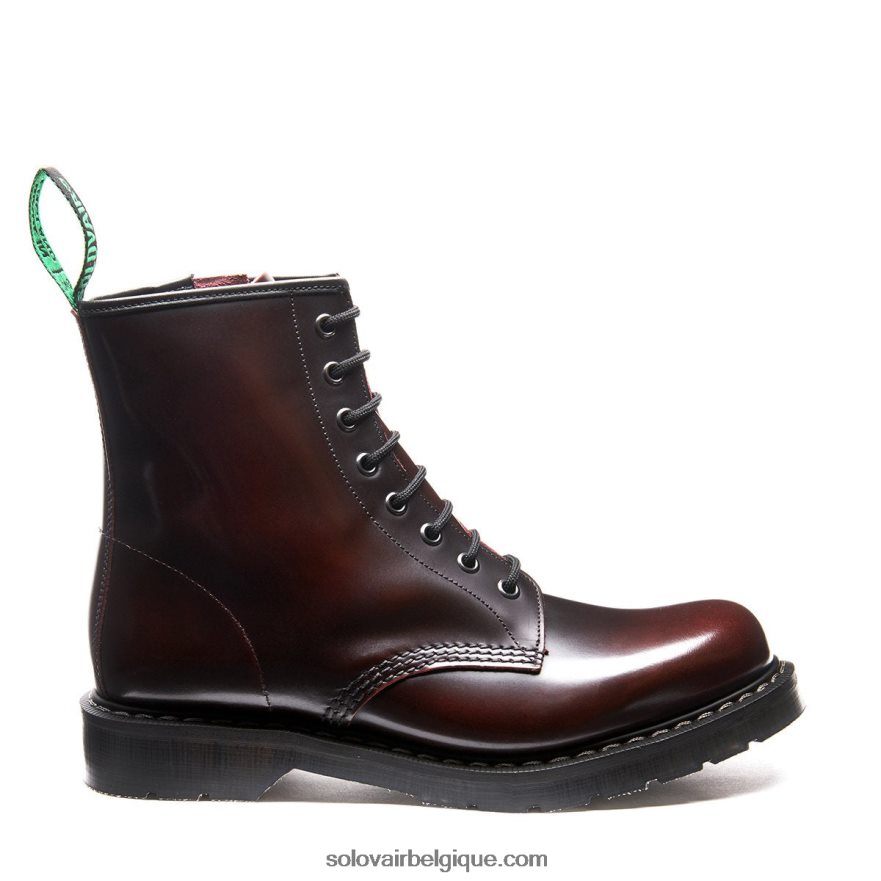 Femme Solovair Bottine Derby Zippée Bordeaux à 8 œillets 48f40r356