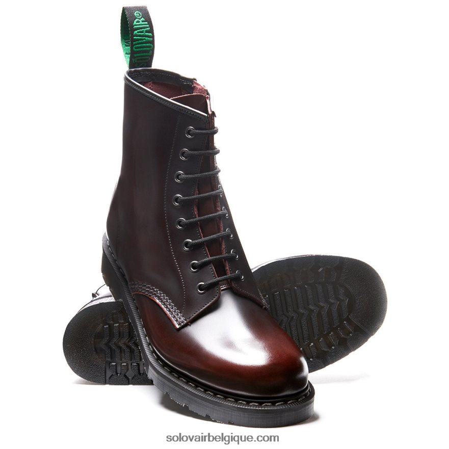 Femme Solovair Bottine Derby Zippée Bordeaux à 8 œillets 48f40r356