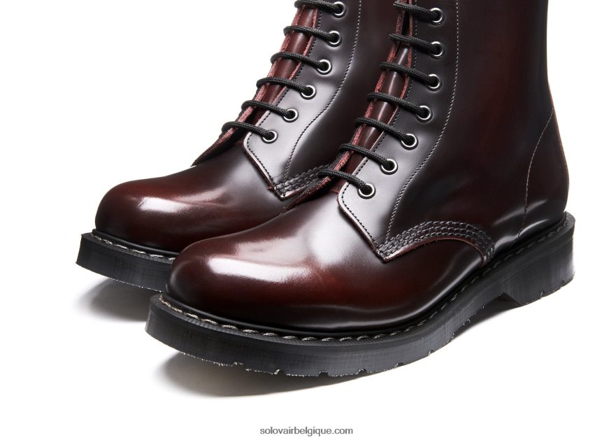 Femme Solovair Bottine Derby Zippée Bordeaux à 8 œillets 48f40r356