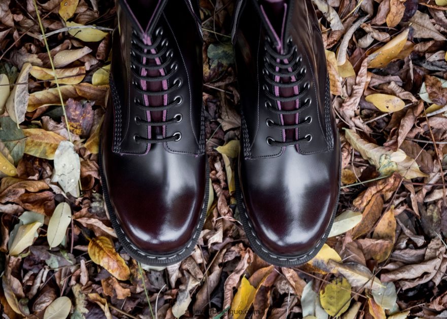 Femme Solovair Bottine Derby Zippée Bordeaux à 8 œillets 48f40r356