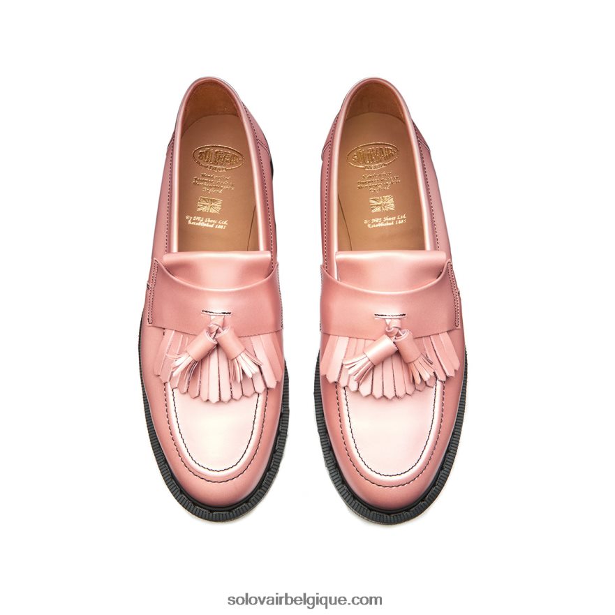 Femmes Solovair Mocassins à Glands Ultra Brillants Rose Irisé 48f40r401