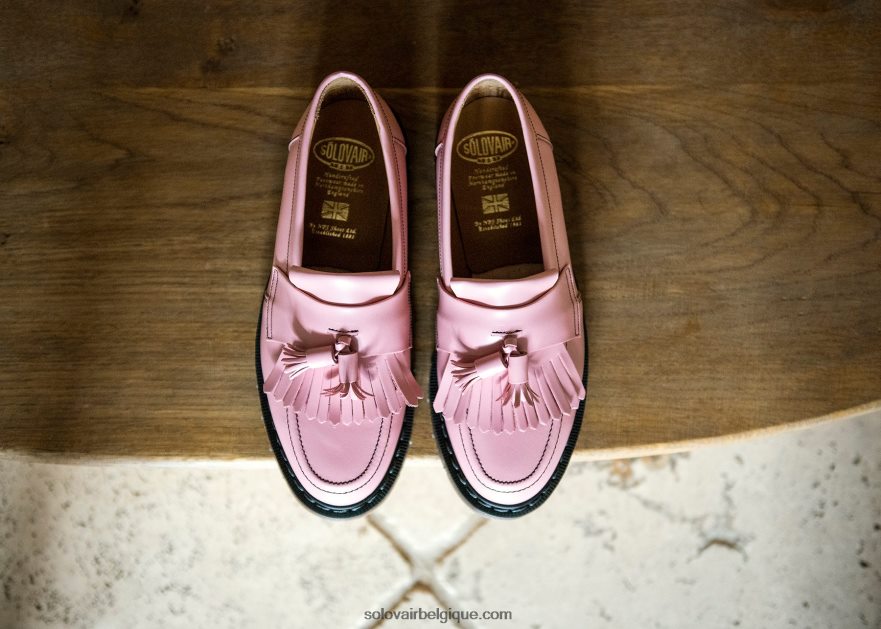 Femmes Solovair Mocassins à Glands Ultra-brillants Rose Poudré 48f40r402