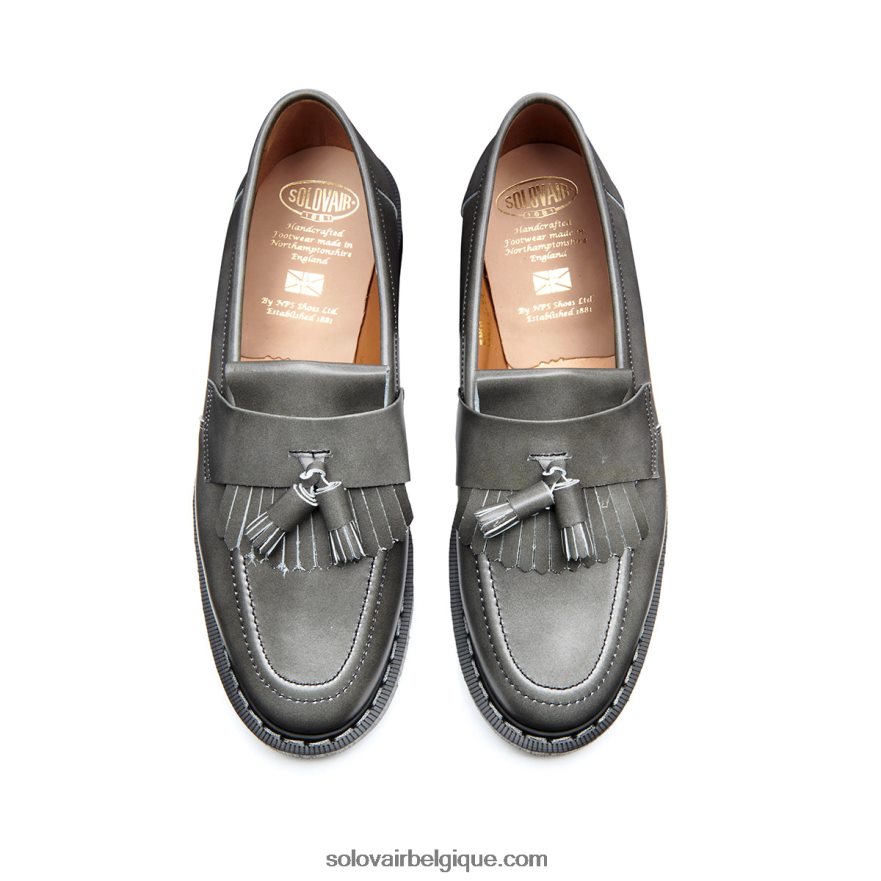 Femmes Solovair Mocassins à Pampilles Gris Nuage 48f40r399