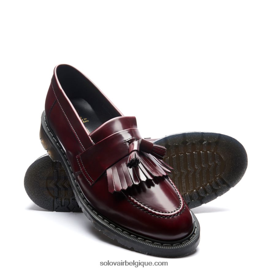 Femmes Solovair Mocassins à Pampilles Végétaliens Rub-off Rouge Cerise 48f40r394
