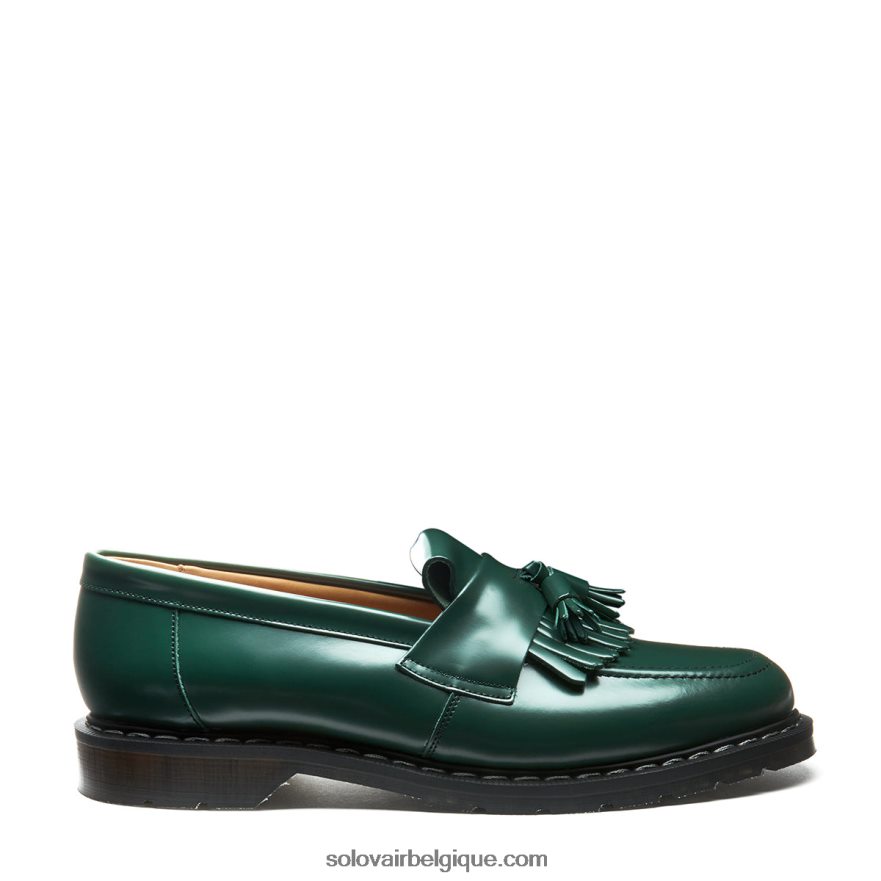 Mocassins Femme Solovair Vert Brillant à Pampilles 48f40r397