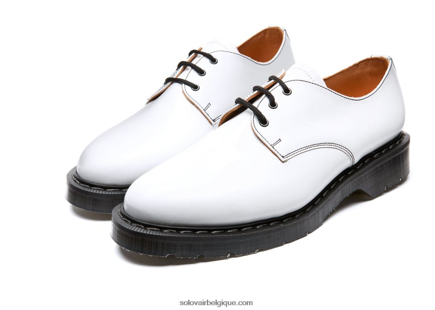 Femme Solovair Chaussure Gibson Blanche Brillante 48f40r372