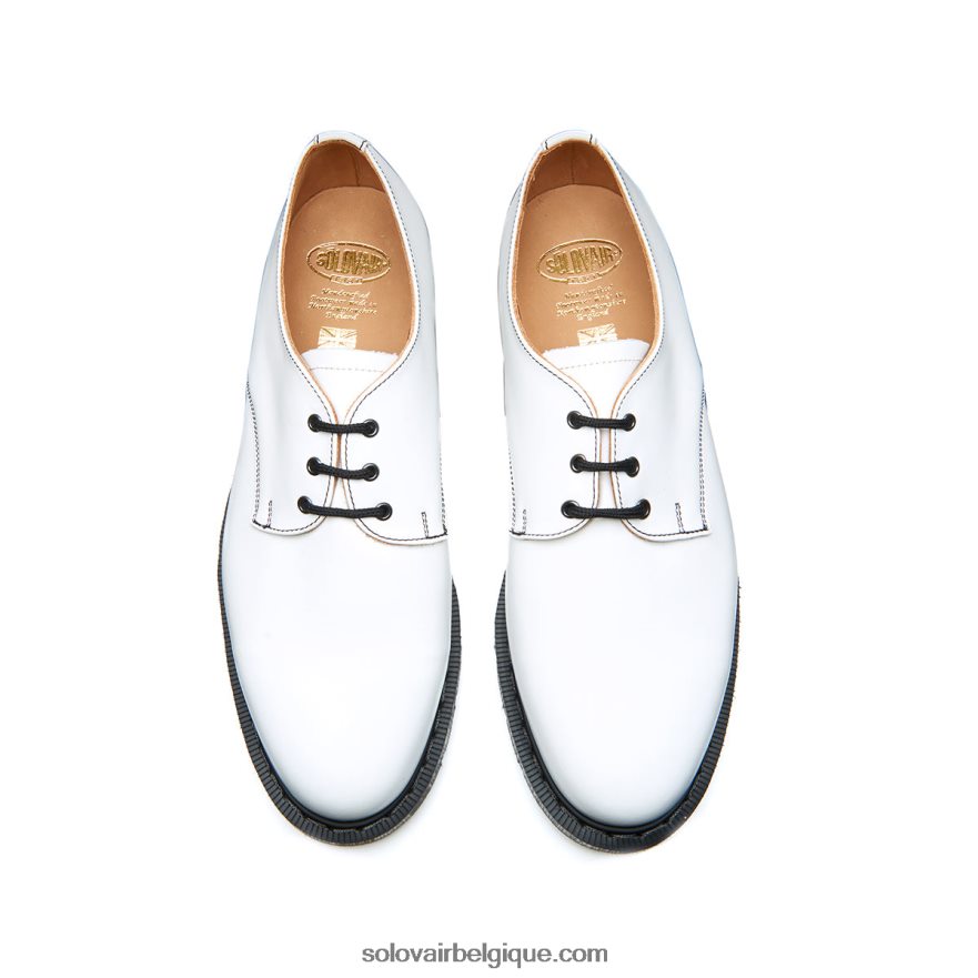 Femme Solovair Chaussure Gibson Blanche Brillante 48f40r372