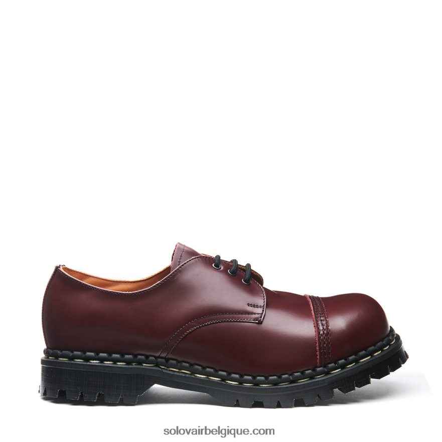Femme Solovair Chaussure Gibson à Bout En Acier Ultra-brillant Oxblood 48f40r378
