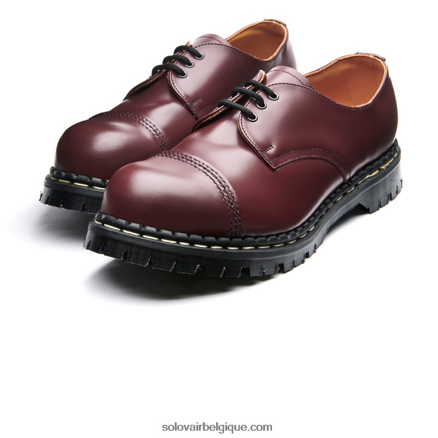 Femme Solovair Chaussure Gibson à Bout En Acier Ultra-brillant Oxblood 48f40r378