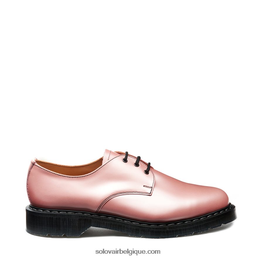 Femme Solovair Chaussure Gibson Rose Irisé Haute Brillance 48f40r384