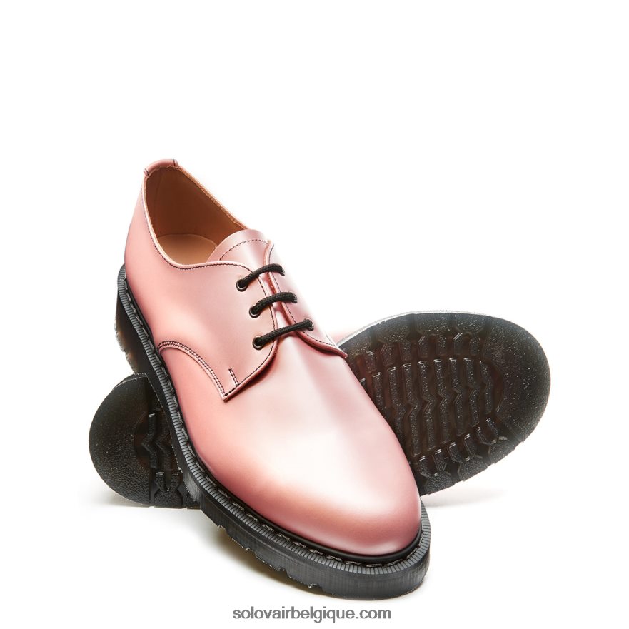 Femme Solovair Chaussure Gibson Rose Irisé Haute Brillance 48f40r384