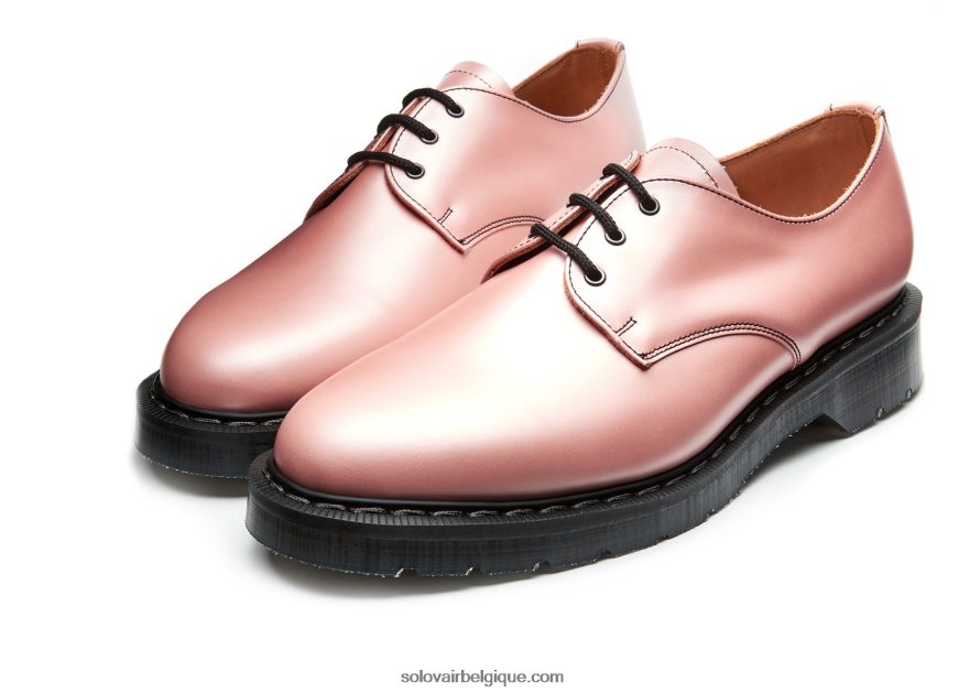 Femme Solovair Chaussure Gibson Rose Irisé Haute Brillance 48f40r384