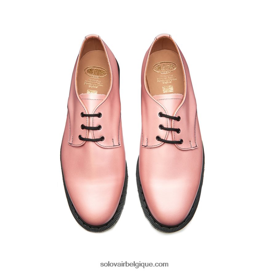 Femme Solovair Chaussure Gibson Rose Irisé Haute Brillance 48f40r384