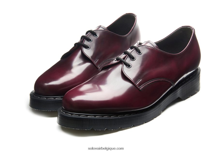 Femme Solovair Chaussure Gibson Végétalienne Rub-off Rouge Cerise 48f40r377