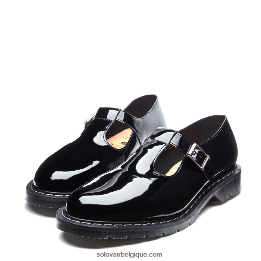 Femmes Solovair Babies Noires Vernies 48f40r214