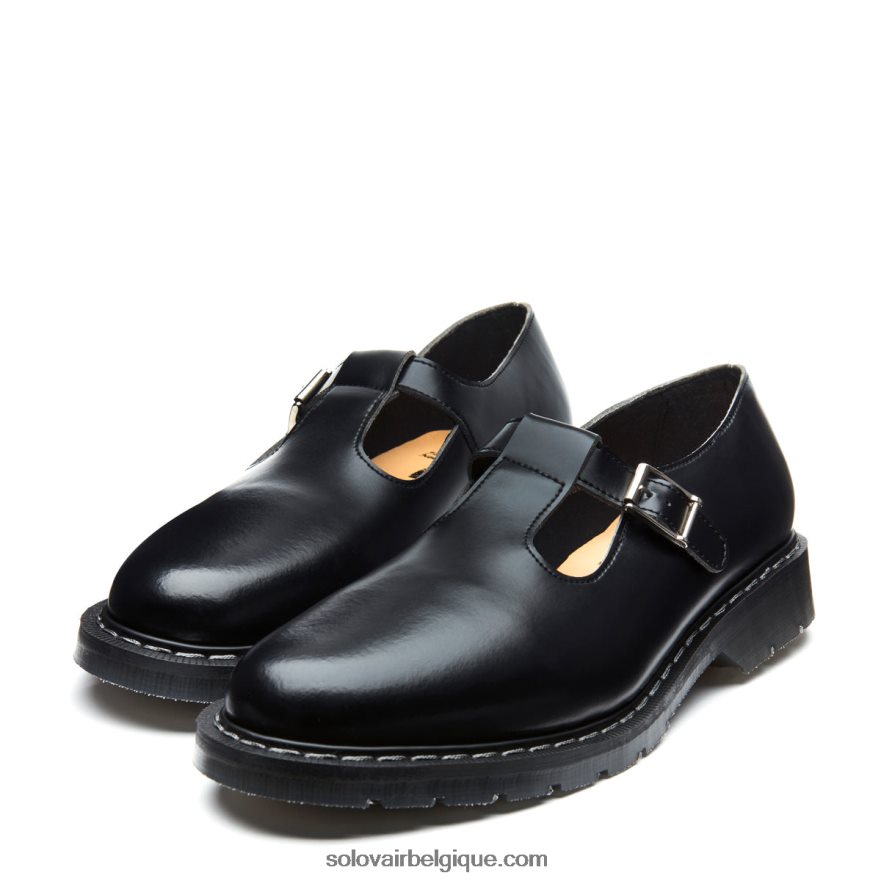 Femme Solovair Chaussure Mary Jane Haute Brillance Noire 48f40r405