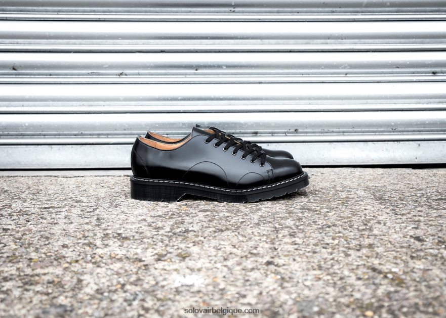 Femme Solovair Chaussure De Singe Noire Brillante 48f40r408