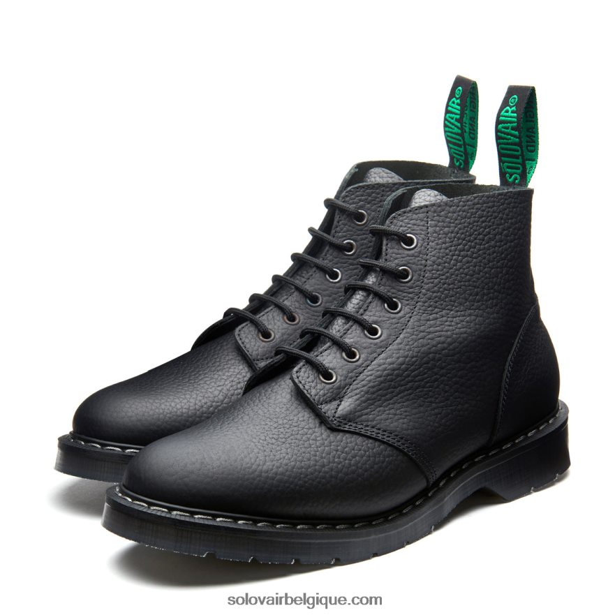Hommes Solovair Botte Astronaute Grain Gras Noir 6 Oeillets 48f40r17