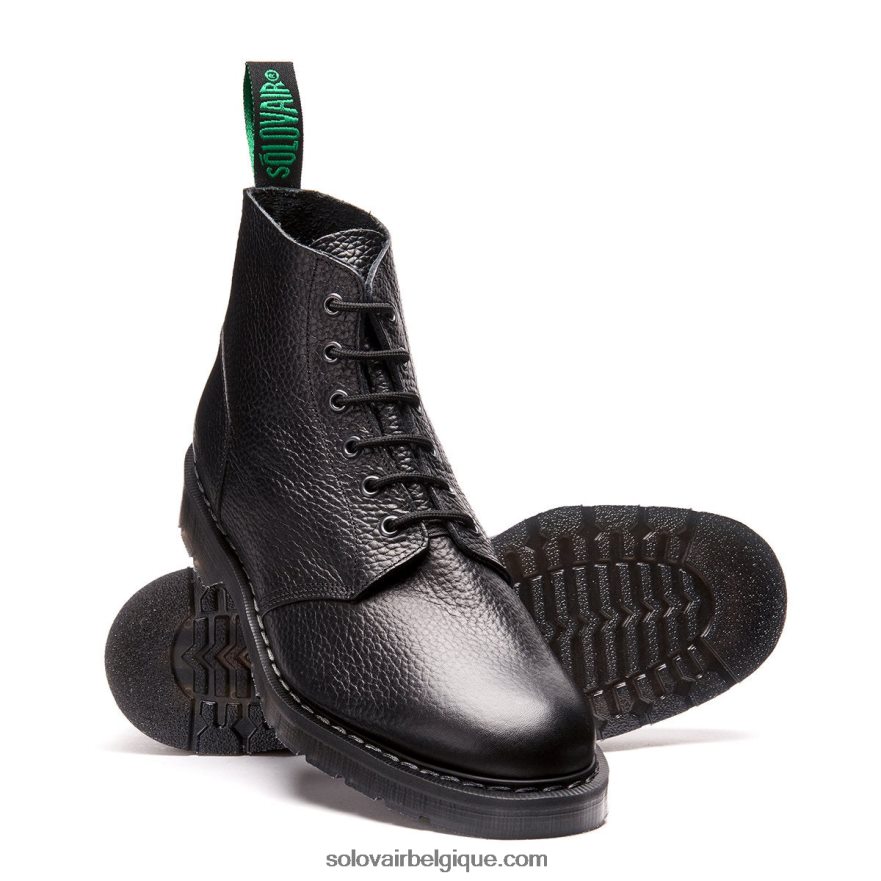 Hommes Solovair Botte Astronaute Grain Noir à 6 œillets 48f40r6