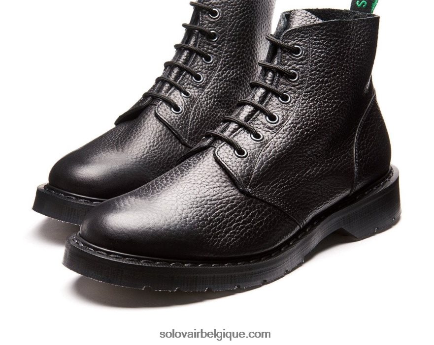 Hommes Solovair Botte Astronaute Grain Noir à 6 œillets 48f40r6