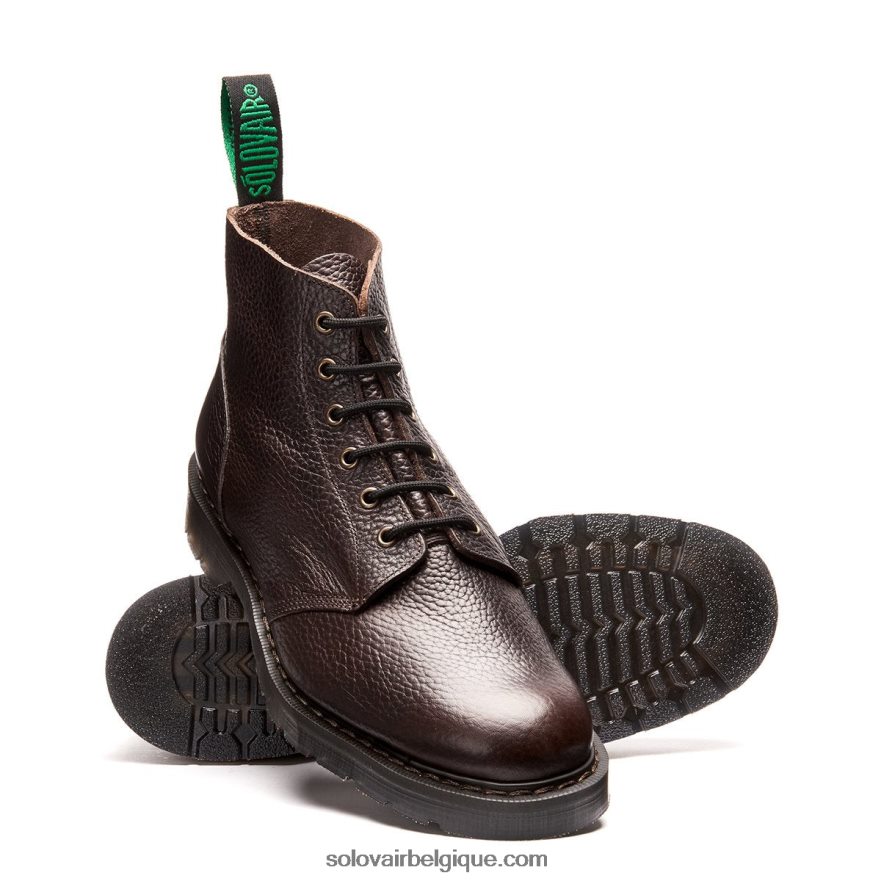 Hommes Solovair Botte Astronaute Marron Foncé à 6 œillets 48f40r14
