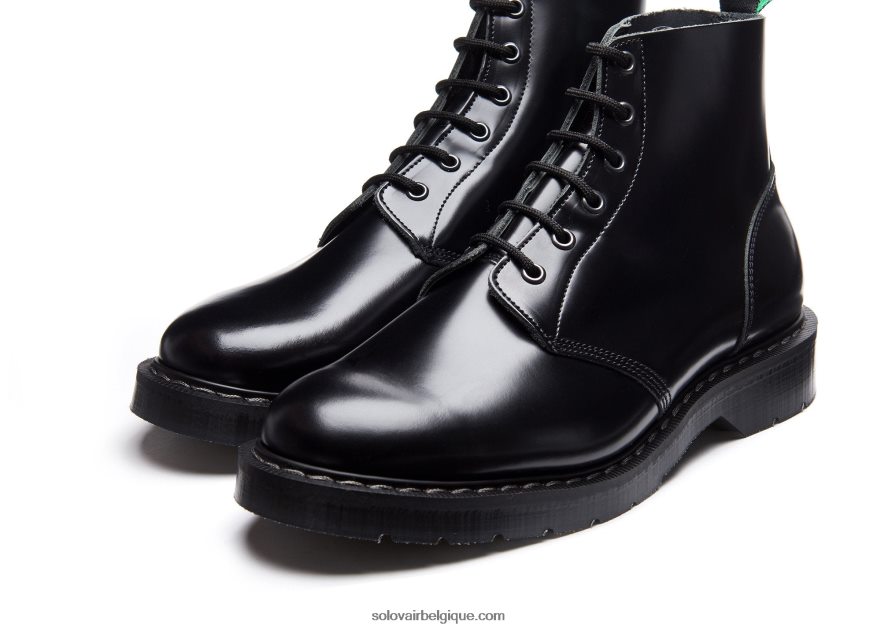 Hommes Solovair Botte Astronaute Noire à 6 œillets 48f40r4