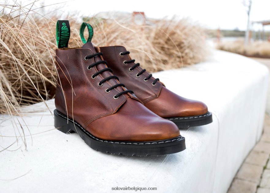 Homme Solovair Botte D'astronaute à 6 œillets Grain Marron Noisette 48f40r10