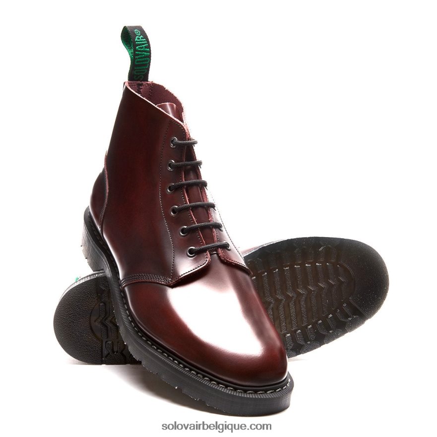 Hommes Solovair Botte D'astronaute Bordeaux à 6 œillets 48f40r8