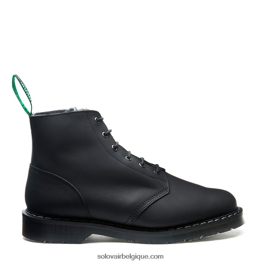 Hommes Solovair Botte D'astronaute Noire à 6 œillets Doublée De Peau De Mouton Grasse 48f40r13