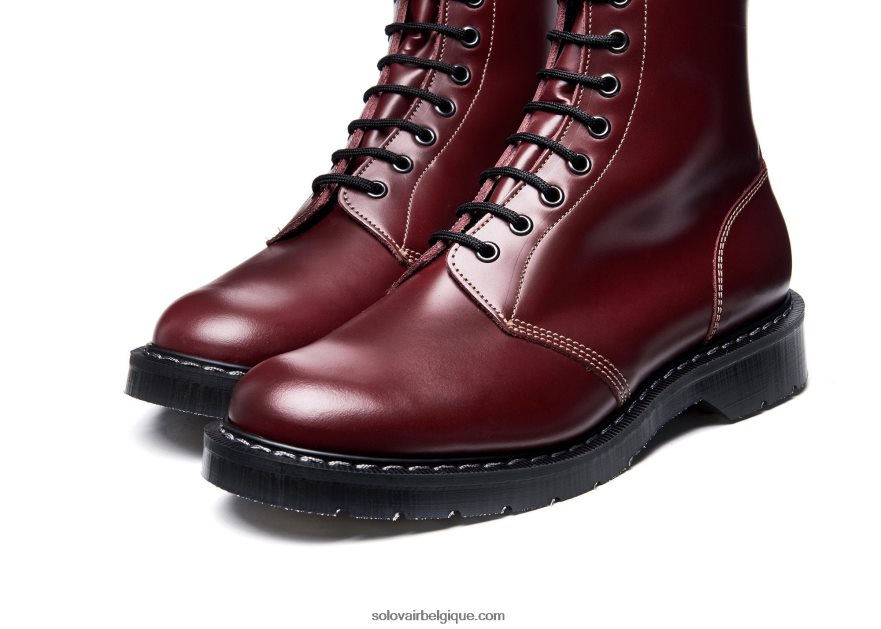 Hommes Solovair Botte D'astronaute Oxblood Hi-shine à 11 Yeux 48f40r5