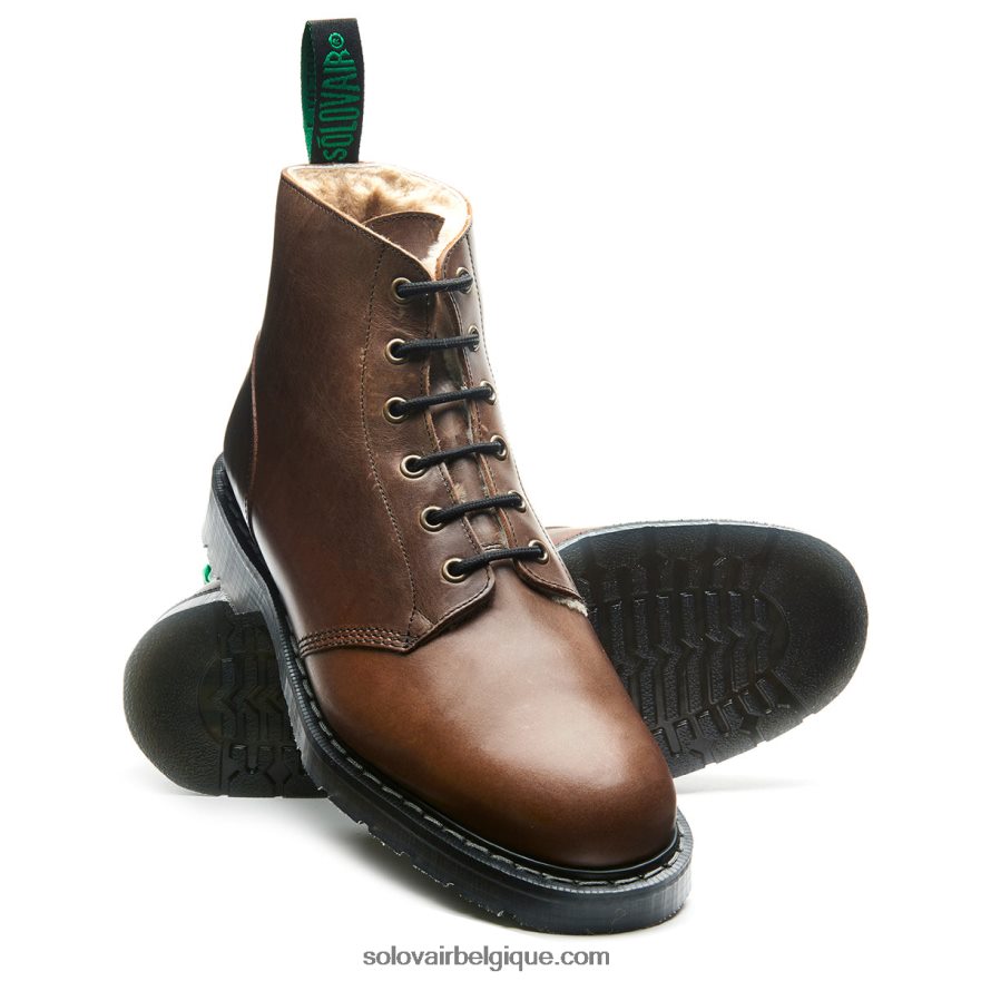 Hommes Solovair Gaucho Crazy Horse Bottes D'astronaute Doublées En Shearling à 6 œillets 48f40r12