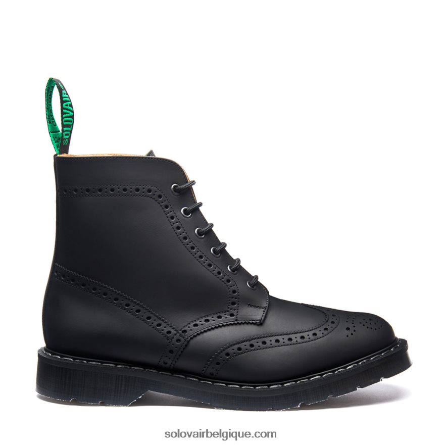 Hommes Solovair Botte Brogue Noire Grasse à 6 œillets 48f40r23