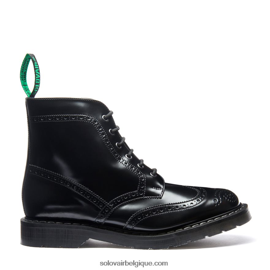 Homme Solovair Botte Richelieu Derby Végane à 6 œillets Noire Ultra-brillante 48f40r22