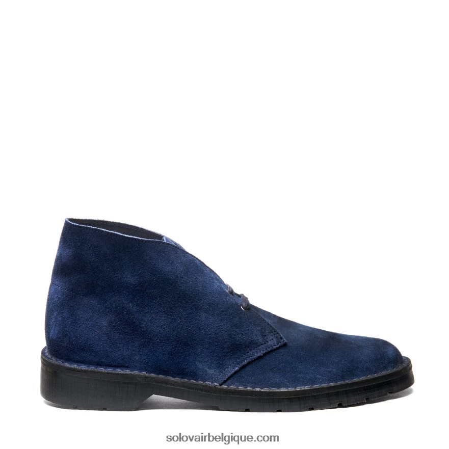 Hommes Solovair Bottine Chukka En Daim Bleu Marine 48f40r27