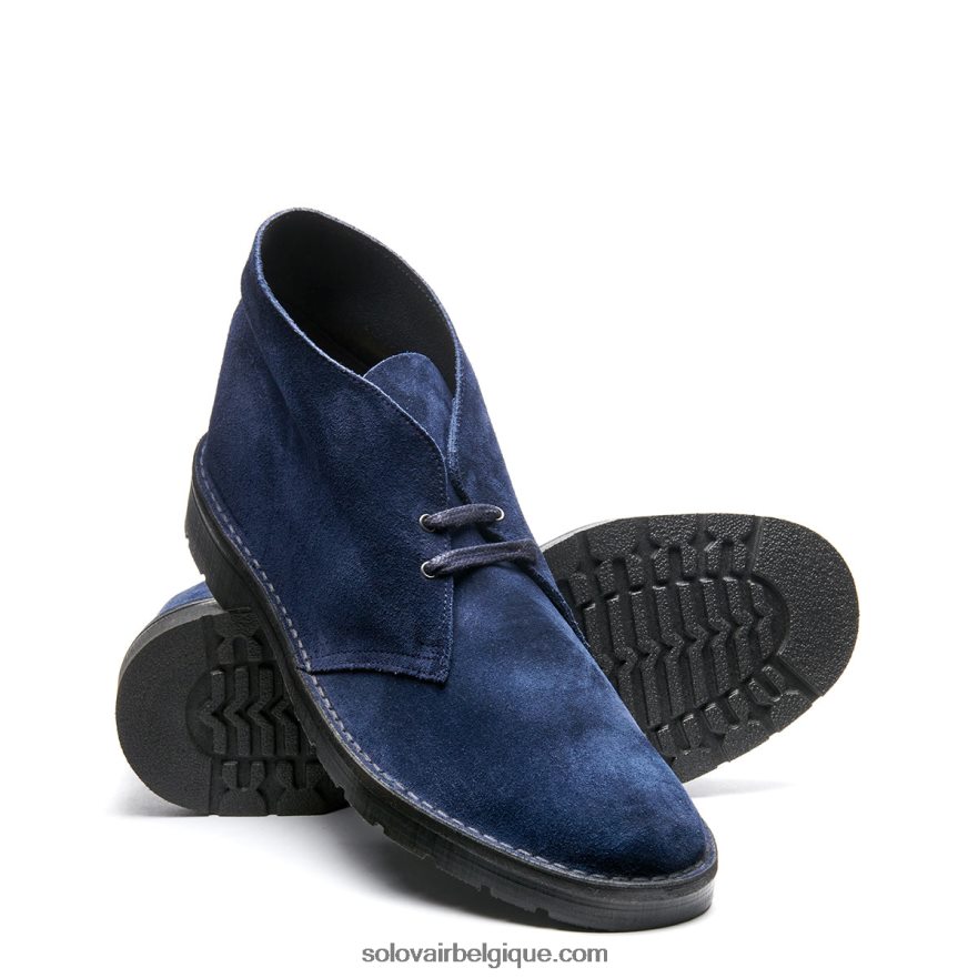 Hommes Solovair Bottine Chukka En Daim Bleu Marine 48f40r27