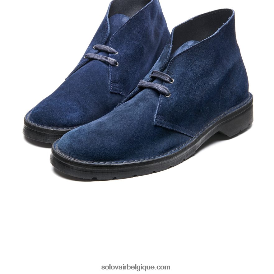 Hommes Solovair Bottine Chukka En Daim Bleu Marine 48f40r27