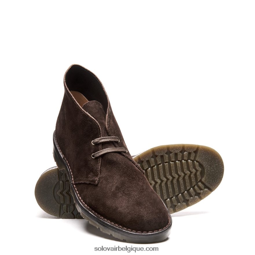 Hommes Solovair Bottine Chukka En Daim Marron 48f40r30