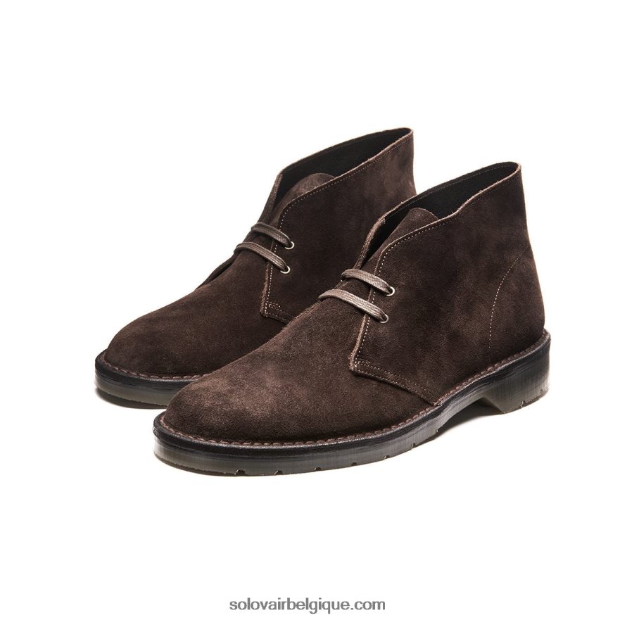 Hommes Solovair Bottine Chukka En Daim Marron 48f40r30