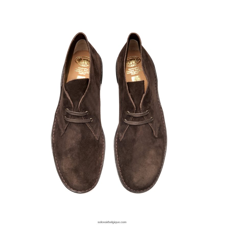Hommes Solovair Bottine Chukka En Daim Marron 48f40r30