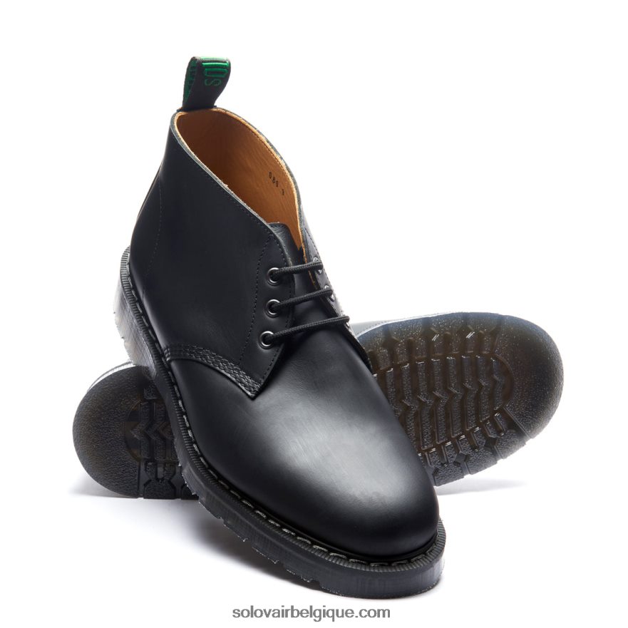 Hommes Solovair Bottine Chukka Noire Grasse à 3 œillets 48f40r35