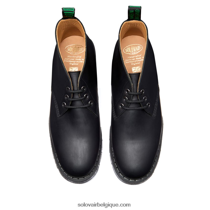Hommes Solovair Bottine Chukka Noire Grasse à 3 œillets 48f40r35