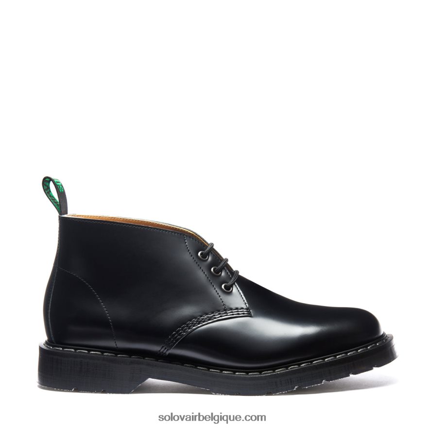 Hommes Solovair Bottines Chukka Noires à 3 œillets Ultra-brillantes 48f40r34